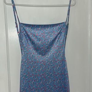 Blue floral backless dress